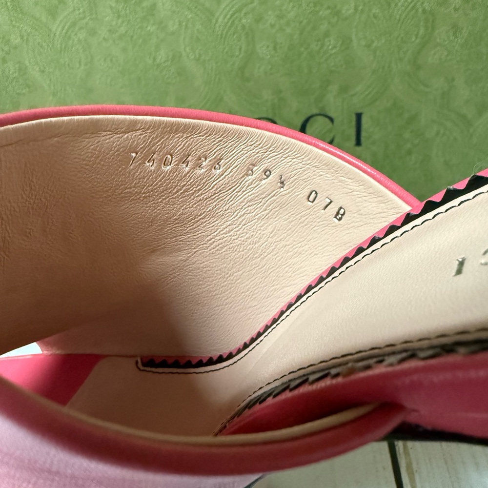 Gucci Malaga Kid Janaya Platform Leather Sandals Rhodamine Pink Sz 39.5 / 9.5 - Picture 14 of 16